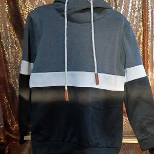 Men's Colorblock Hooded Pullover Sweatshirt - Gray/White/Black